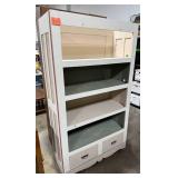 Large Painted Wood Bookshelf with Drawers 72x42x18 Inches