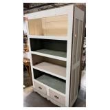 Large Painted Wood Bookshelf with Drawers 72x42x18 Inches