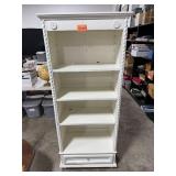 White Wooden Bookshelf with 4 Shelves and Drawer 67x26x15 in
