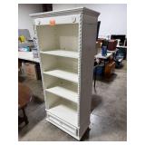 White Wooden Bookshelf with 4 Shelves and Drawer 67x26x15 in