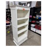 White Wooden Bookshelf with 4 Shelves and Drawer 67x26x15 in