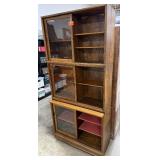 Danner Barrister Wood Bookcase with Glass Doors 78x37x14 Inches