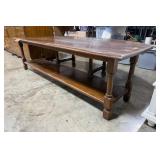 Wooden Demilune Console Table with Lower Shelf, 64 inch Wide