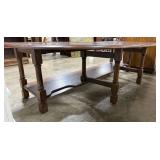 Wooden Demilune Console Table with Lower Shelf, 64 inch Wide