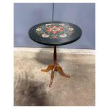 Vintage Hand-Painted Accent Table with Pedestal Base
