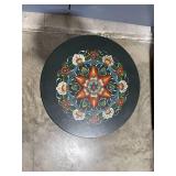 Vintage Hand-Painted Accent Table with Pedestal Base