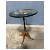 Vintage Hand-Painted Accent Table with Pedestal Base