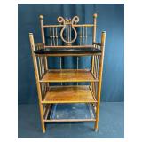Antique Lyre-Back Three-Tier Wooden Stand with Painted Loon Tray