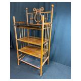 Antique Lyre-Back Three-Tier Wooden Stand with Painted Loon Tray