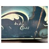 Hand-Painted Norwegian Rosemaling Step Stool with Drawer Signed Judy Dahl