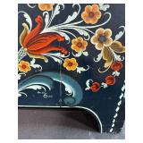 Hand-Painted Norwegian Rosemaling Step Stool with Drawer Signed Judy Dahl