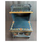 Hand-Painted Norwegian Rosemaling Step Stool with Drawer Signed Judy Dahl