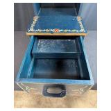 Hand-Painted Norwegian Rosemaling Step Stool with Drawer Signed Judy Dahl