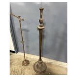 Pair of Antique Brass and Wood Floor Lamp Bases