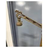 Pair of Antique Brass and Wood Floor Lamp Bases