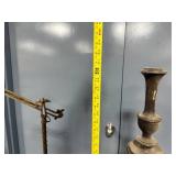 Pair of Antique Brass and Wood Floor Lamp Bases