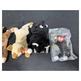 Set of 6 TY Beanie Babies Plush Animals Including Sealed Black Cat
