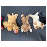 Set of 6 TY Beanie Babies Plush Animals Including Sealed Black Cat