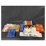 Collection of Vintage Scarves, Handkerchiefs, and Tray Cloths