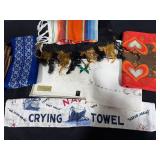 Collection of Vintage Scarves, Handkerchiefs, and Tray Cloths