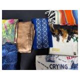 Collection of Vintage Scarves, Handkerchiefs, and Tray Cloths