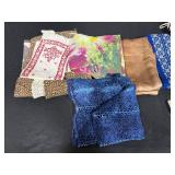 Collection of Vintage Scarves, Handkerchiefs, and Tray Cloths