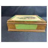 Set of 2 Vintage Decorative Wooden Boxes with Pastoral Scene Art