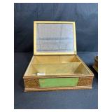 Set of 2 Vintage Decorative Wooden Boxes with Pastoral Scene Art