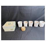 Decorative Butterfly Storage Box and Set of 5 White Woven Baskets with Small Shell Basket