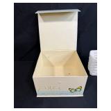 Decorative Butterfly Storage Box and Set of 5 White Woven Baskets with Small Shell Basket