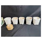 Decorative Butterfly Storage Box and Set of 5 White Woven Baskets with Small Shell Basket