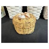 Decorative Butterfly Storage Box and Set of 5 White Woven Baskets with Small Shell Basket