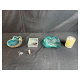 MCM Glass Art Dishes, Scented Candle, and Figurines
