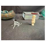 MCM Glass Art Dishes, Scented Candle, and Figurines