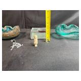 MCM Glass Art Dishes, Scented Candle, and Figurines