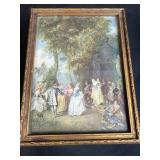 Pair of Vintage Decorative Wooden Jewelry Boxes with Classical Art Prints