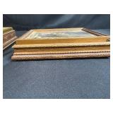 Pair of Vintage Decorative Wooden Jewelry Boxes with Classical Art Prints