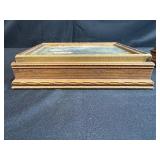 Pair of Vintage Decorative Wooden Jewelry Boxes with Classical Art Prints