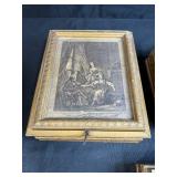 Set of 3 Vintage Decorative Trinket Boxes with Framed Art and Mirrors