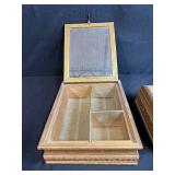 Set of 3 Vintage Decorative Trinket Boxes with Framed Art and Mirrors
