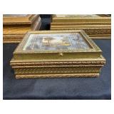 Set of 3 Vintage Decorative Trinket Boxes with Framed Art and Mirrors