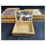 Set of 3 Vintage Decorative Trinket Boxes with Framed Art and Mirrors
