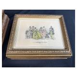 Set of 3 Vintage Decorative Trinket Boxes with Framed Art and Mirrors