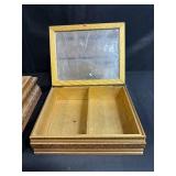 Set of 3 Vintage Decorative Trinket Boxes with Framed Art and Mirrors