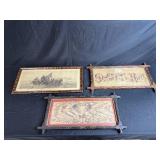 Set of 3 Framed Antique Needleworks and Print Artwork