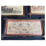 Set of 3 Framed Antique Needleworks and Print Artwork