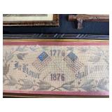 Set of 3 Framed Antique Needleworks and Print Artwork