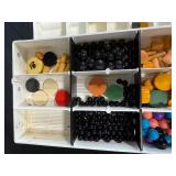 Vintage Bakelite Poker Chips and Game Pieces Collection in Organizer Case