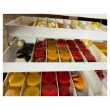 Vintage Bakelite Poker Chips and Game Pieces Collection in Organizer Case