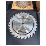 Workbench Tool Lot with Craftsman Vise, Circular Saw Blades, and Wooden Trap Cage